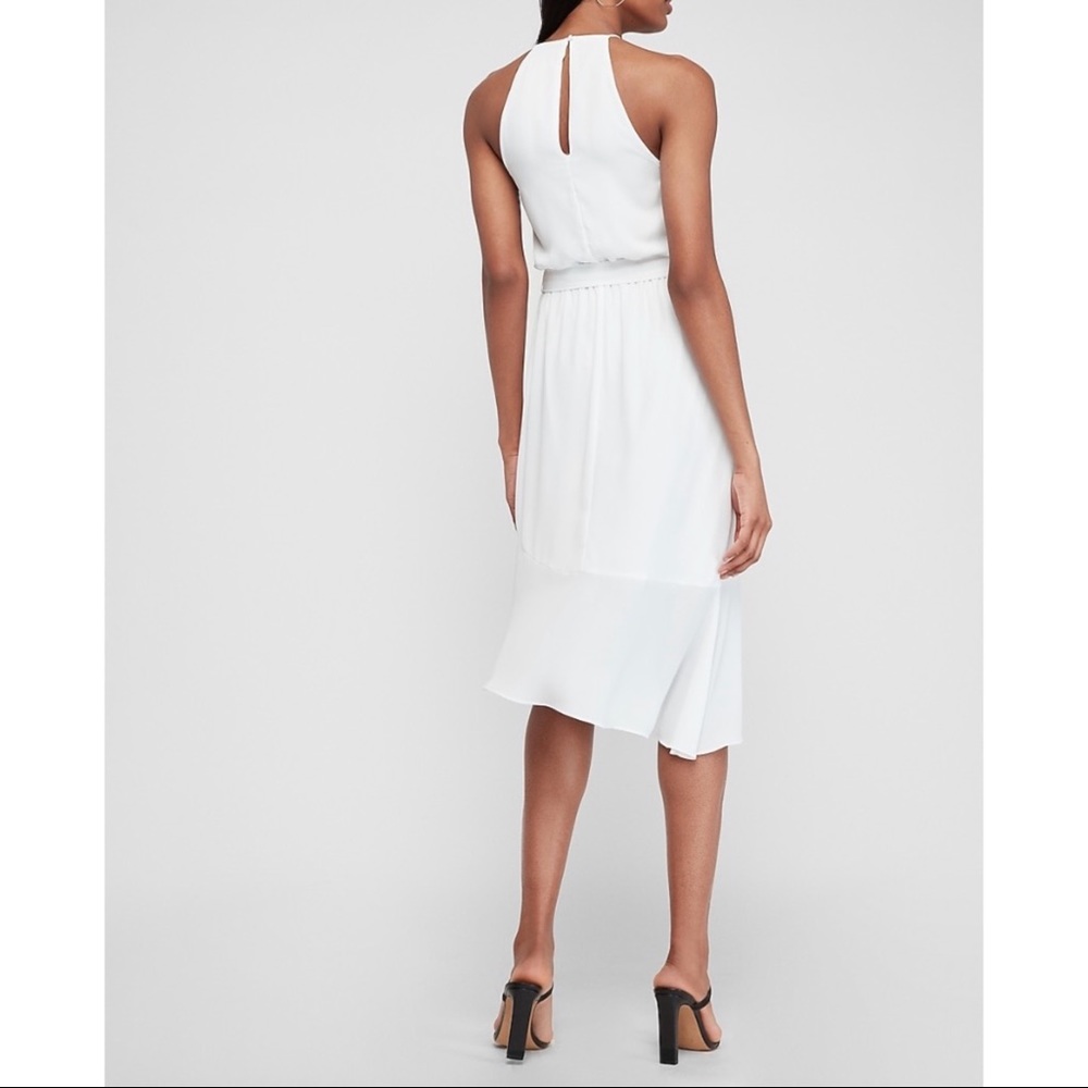 EXPRESS Asymmetrical Ruffle Wrap Midi Dress - Picture 11 of 16